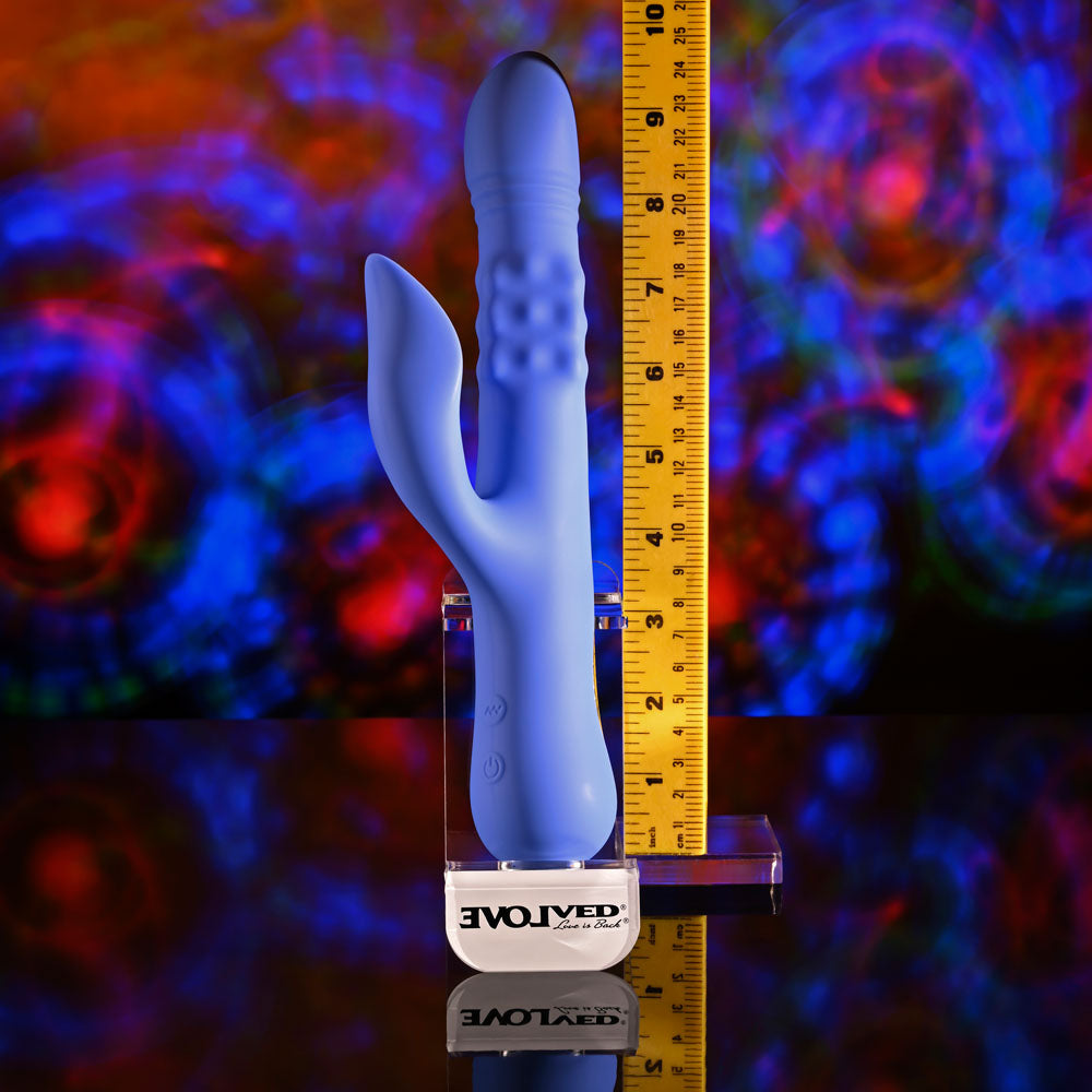 Evolved POP GOES THE O - Purple 24.7 cm USB Rechargeable Thrusting & Bulging Rabbit Vibrator-EN-RS-6510-2