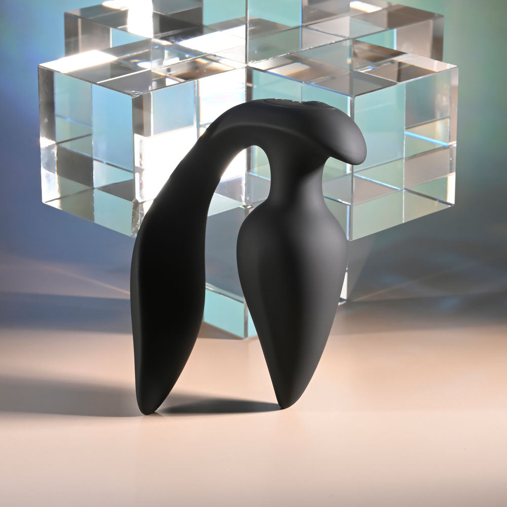 Evolved THE GENIE - Black 11.2 cm USB Rechargeable Vibrating Plug with Wireless Remote-EN-RS-6770-2