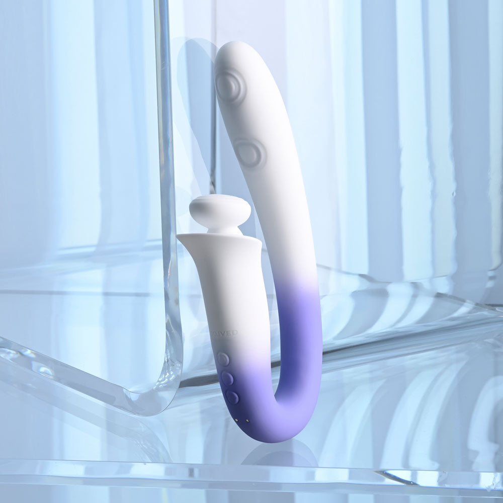 Evolved SPRING LOADED - White/Purple 23 cm USB Rechargeable Multi-Tapping Vibrator - EN-RS-7210-2