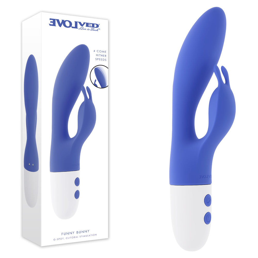 Evolved FUNNY BUNNY - Blue 20 cm USB Rechargeable Rabbit Vibrator - EN-RS-7296-2