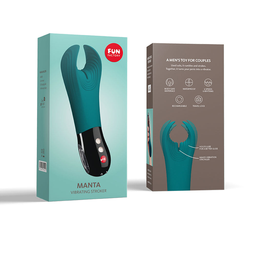 Fun Factory MANTA deep sea blue-black - Deep Sea Blue 18 cm USB Rechargeable Mens & Couples Vibrator-FF000873PT01