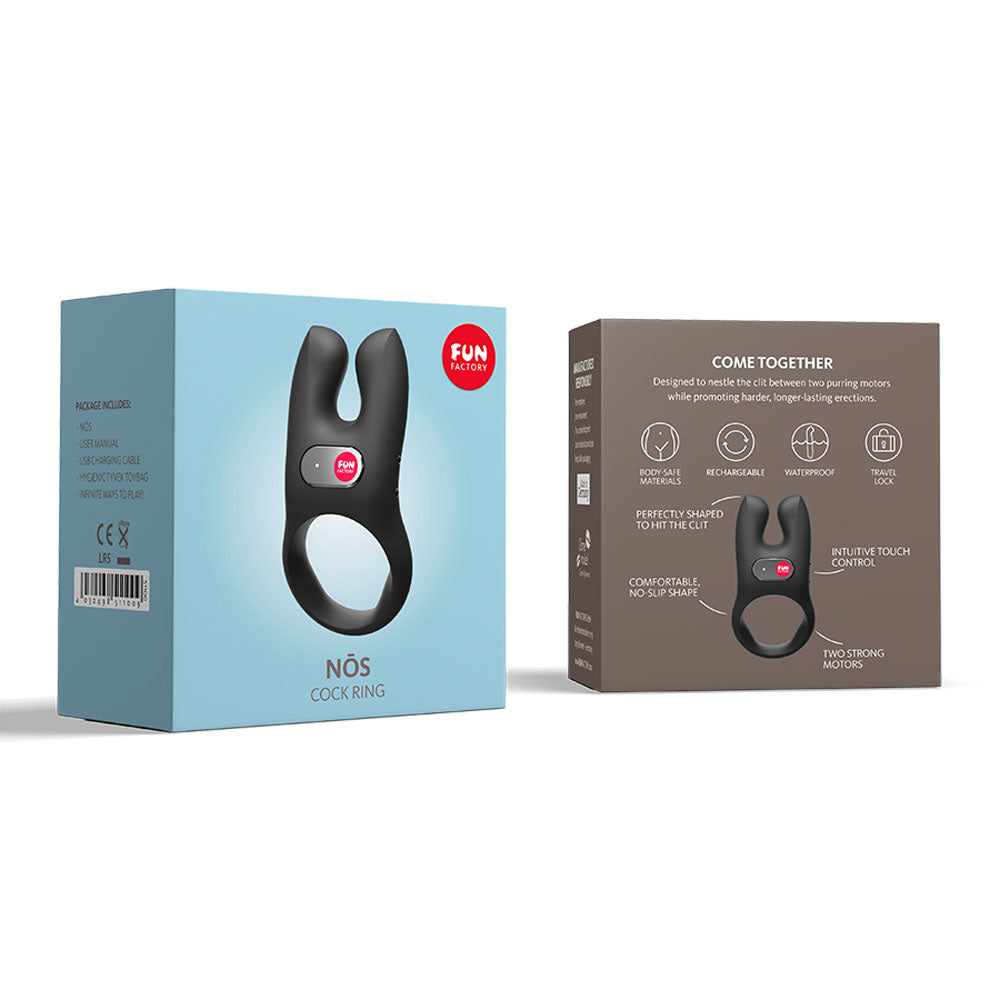 Fun Factory NOS black - Black USB Rechargeable Vibrating Cock Ring-FF000876BK01
