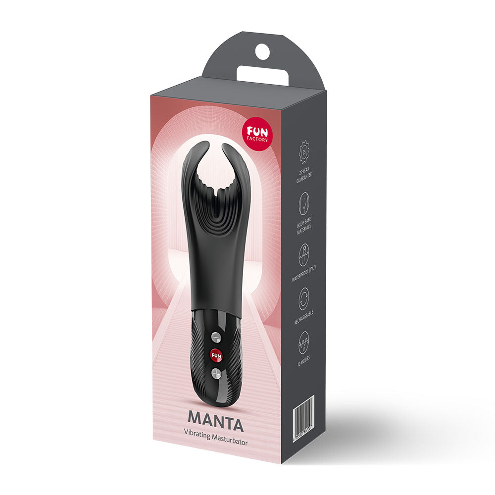 Fun Factory MANTA Black - Black USB-C Rechargeable Unisex Vibrator - FF000976BK01