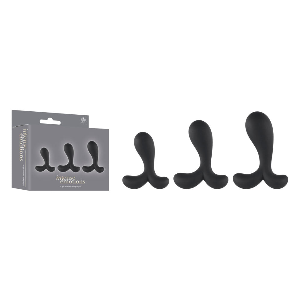 Intense Emotions - Black Butt Plugs - Set of 3 Sizes-FKR016A000-010