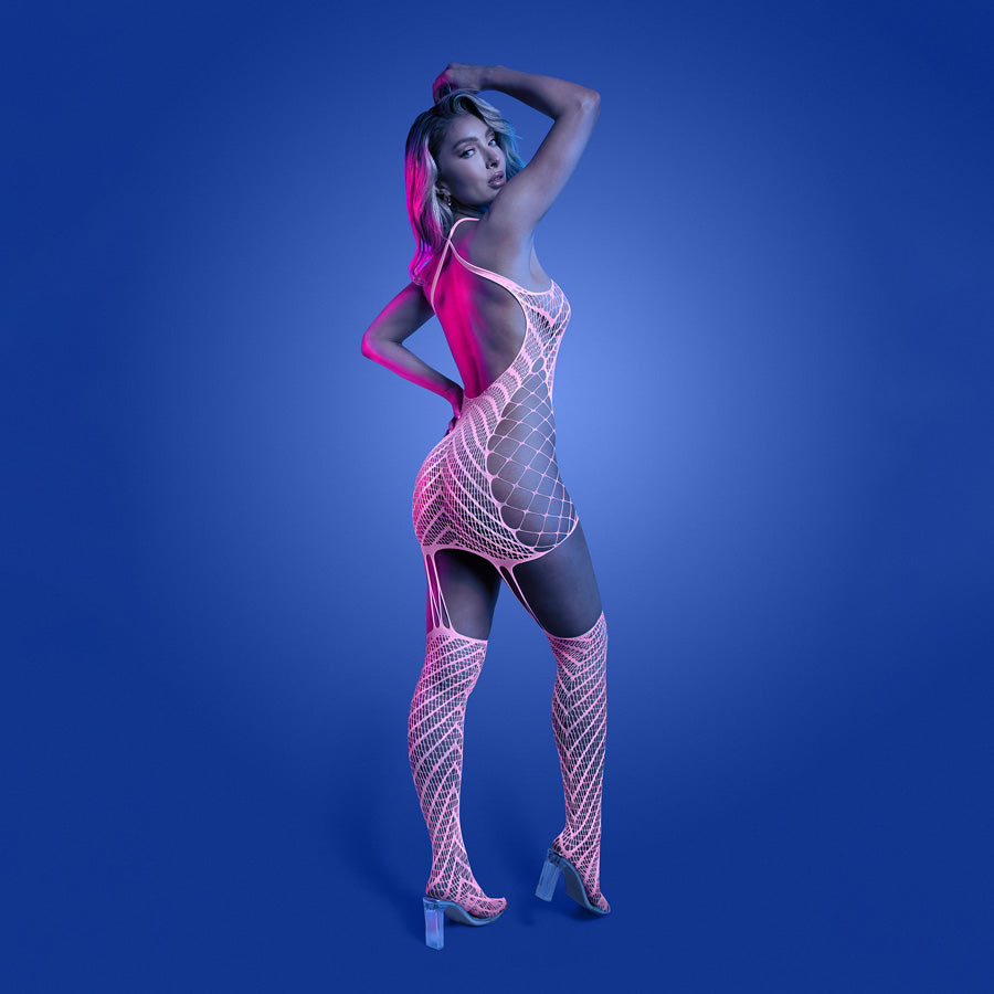 GLOW Metamorphic Bodystocking - OS - Glow In Dark Pink - One Size-GL2550-OS-B