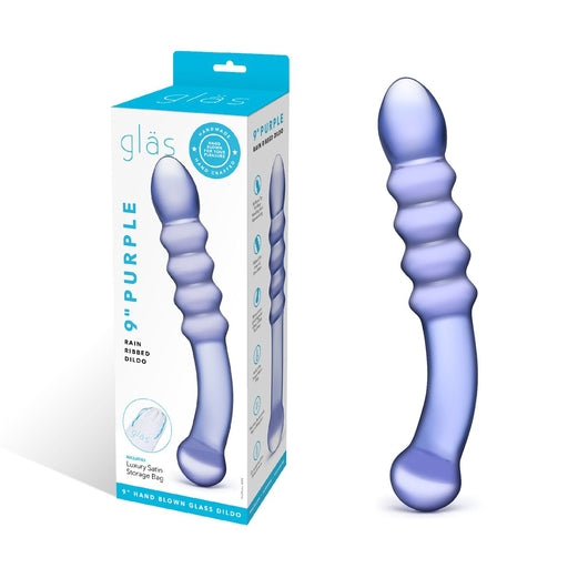 Purple Rain Ribbed Dildo-GLAS-52