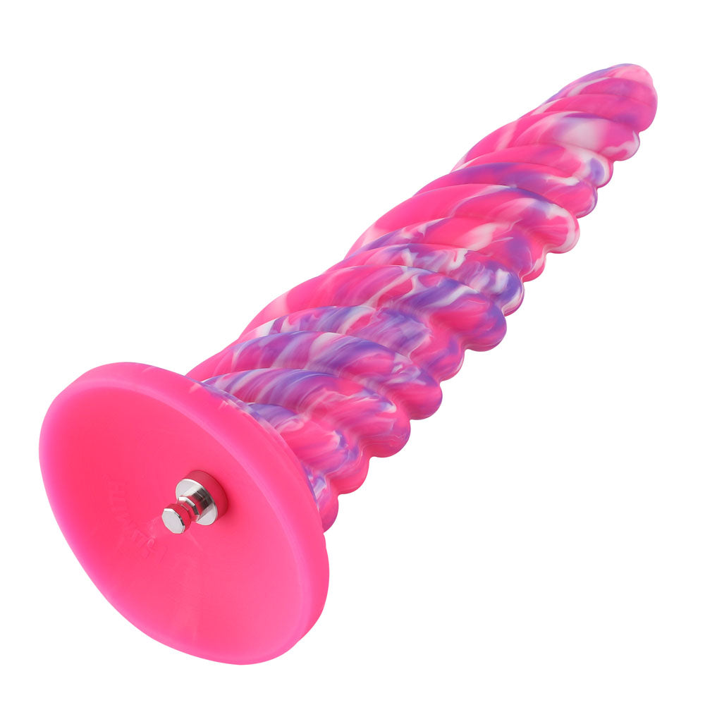HiSmith Spiral Tapered Fantasy Dildo With Kliclok - Pink 25.5 cm Fantasy Dildo with Kliclok Machine Attachment - HSA104