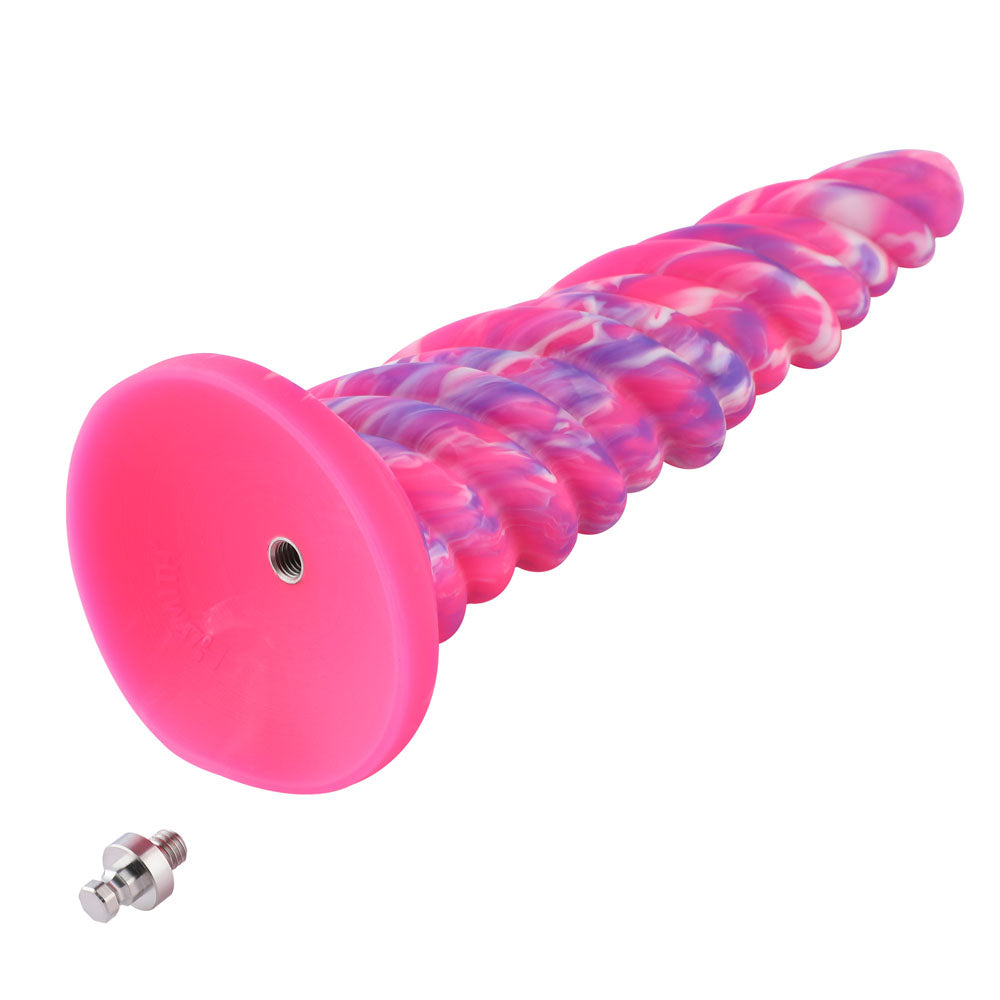 HiSmith Spiral Tapered Fantasy Dildo With Kliclok - Pink 25.5 cm Fantasy Dildo with Kliclok Machine Attachment - HSA104