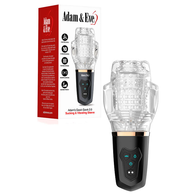 Adam & Eve Adams Gawk Gawk 2.0 - Clear USB Rechargeable Rotating & Vibrating Masturbator - I884 8000