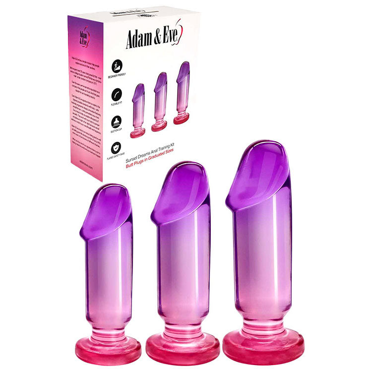 Adam & Eve SUNSET DREAMS Anal Training Kit - Pink/Purple Anal Training Set - Set of 3 Plugs-J353 2500