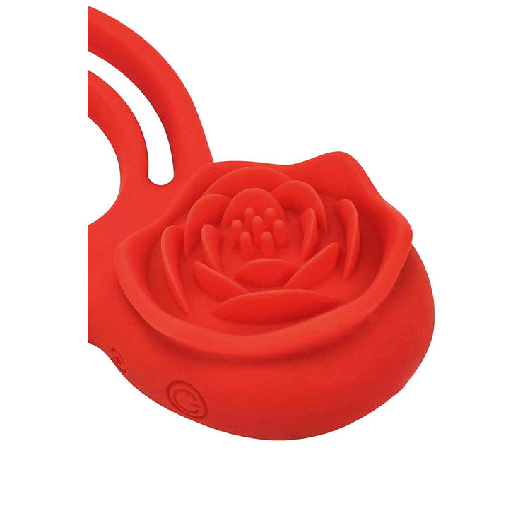 Adam & Eve VIBRATING ROSE DOUBLE ENHANCER - Red USB Rechargeable Cock & Balls Ring with Remote-J661 6000