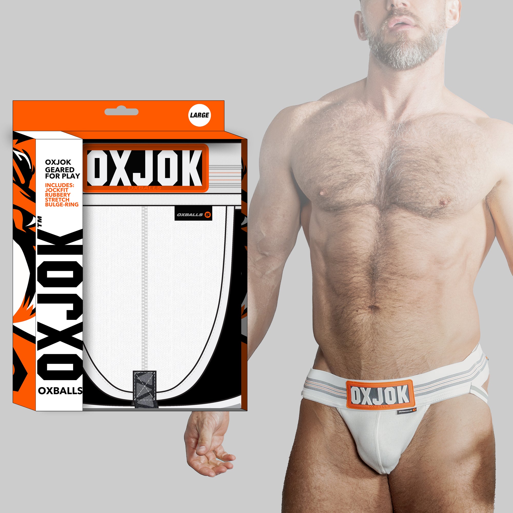 SLINGJOCK upthrust slider-strap jock WHITE SNOW LARGE