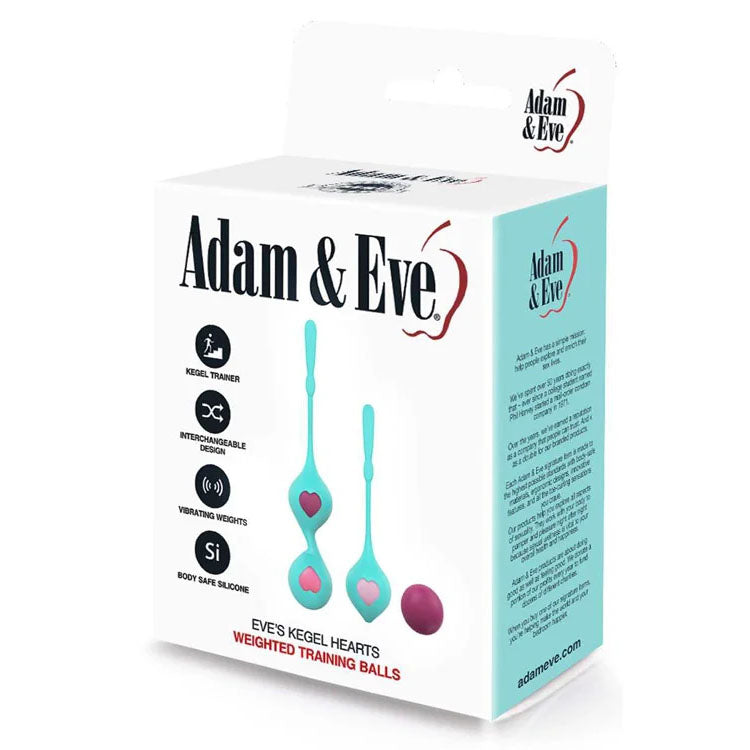 Adam & Eve EVES KEGEL HEARTS - Teal Weighted Kegel Balls - Set of 2 - L030 9000