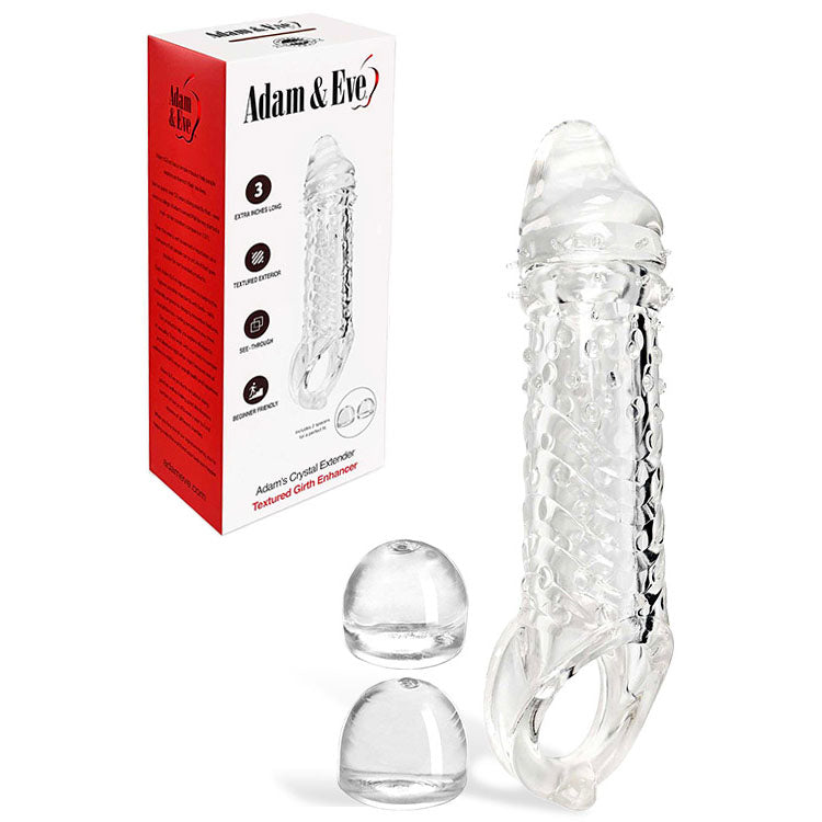 Adam & Eve ADAMS CRYSTAL EXTENDER - Clear 22.9 cm Penis Extender Sleeve with Adjustable Inner - L033 2400