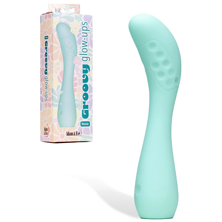 Adam & Eve GROOVY GLOW-UPS Flexie - Blue 19 cm USB Rechargeable G-Spot Vibrator - L181 4500