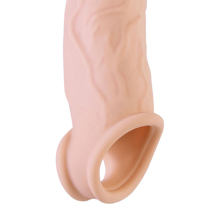 Adam & Eve ADAMS XL VIBRO-SLEEVE - Flesh 21.6 cm USB Rechargeable Vibration Penis Extender Sleeve with Remote - L230 1000