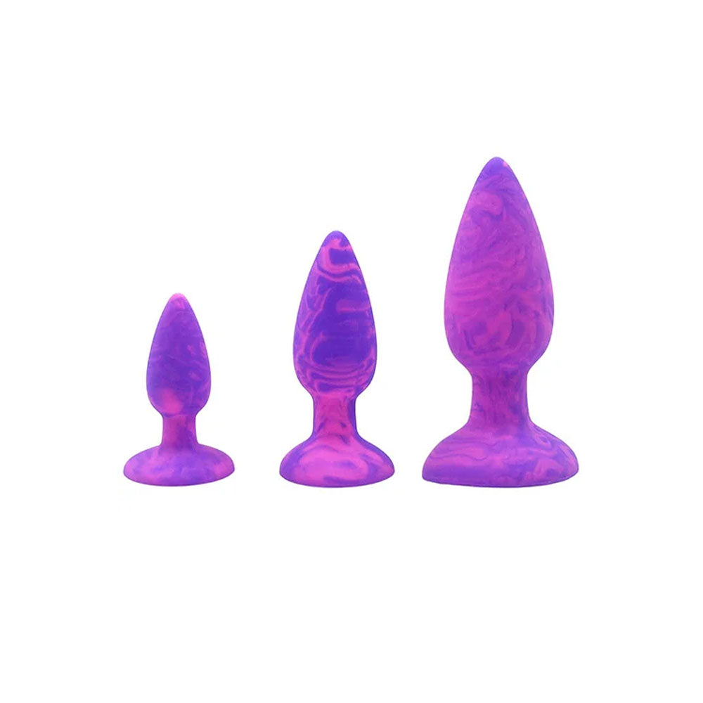Adam & Eve COLOUR SWIRL Anal Plug Set - Purple/Pink Butt Plugs - Set of 3 Sizes-L252 3100
