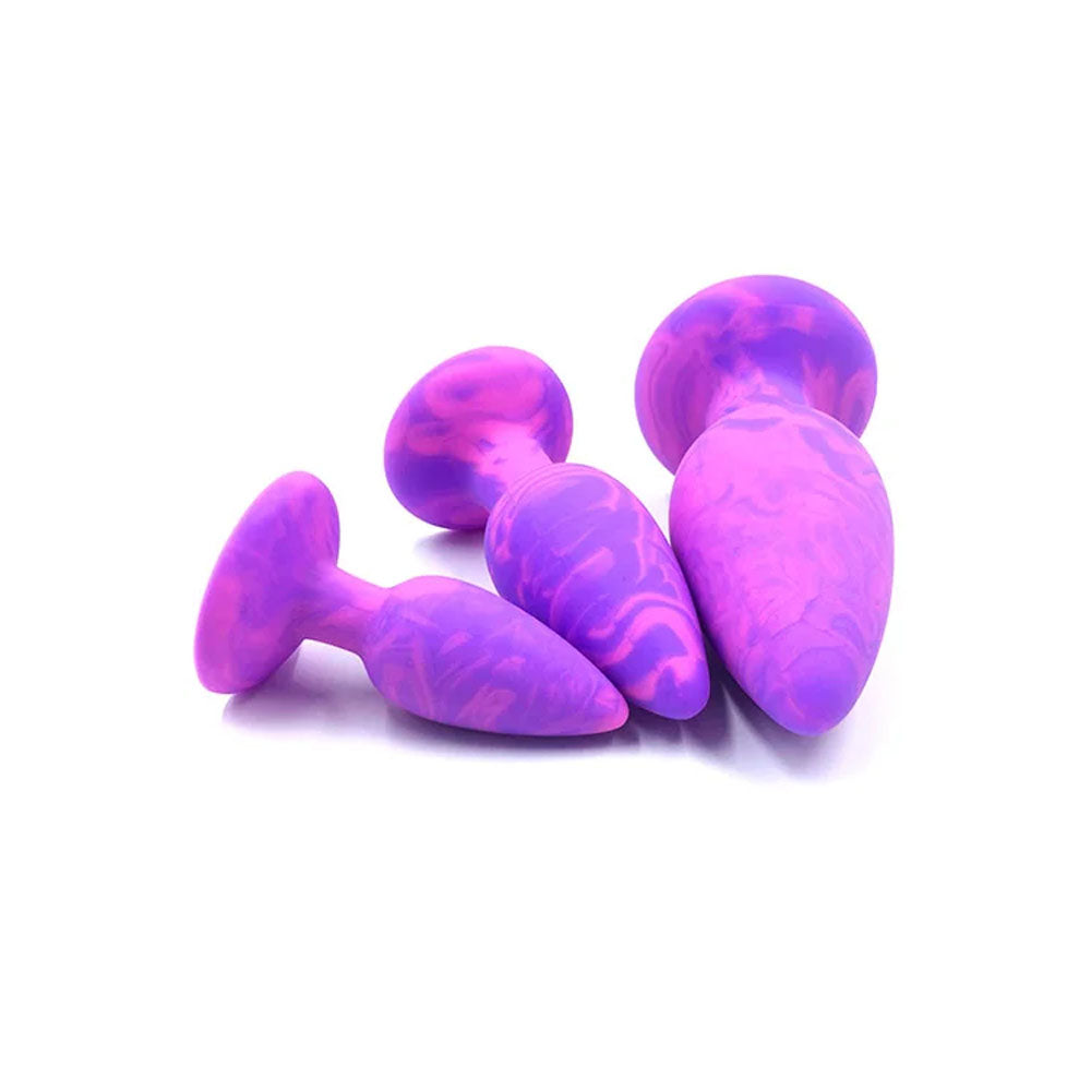 Adam & Eve COLOUR SWIRL Anal Plug Set - Purple/Pink Butt Plugs - Set of 3 Sizes-L252 3100