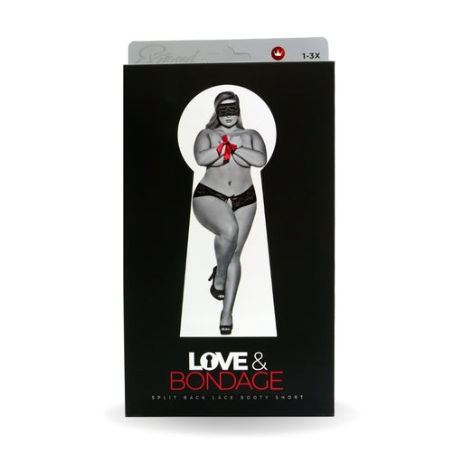 Bondage Set - Split Back Lace Booty Short Queen Size-L303BLK2XL