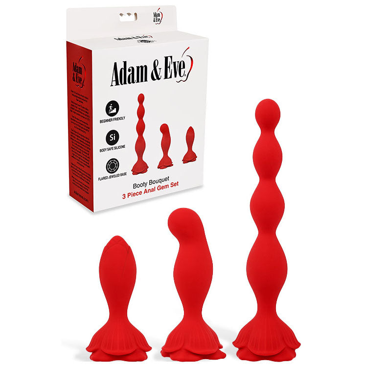 Adam & Eve BOOTY BOUQUET - Red Anal Training Kit - Set of 3 Sizes - L358 6000