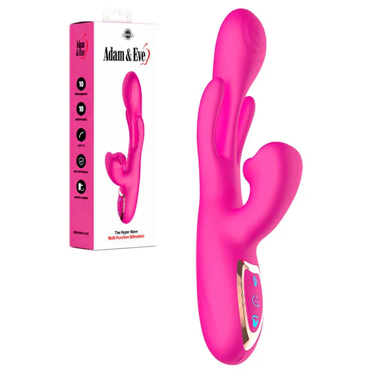 Adam & Eve THE HYPER WAVE - Pink - Pink 22.9 cm USB Rechargeable Rabbit Vibrator - L730 6200