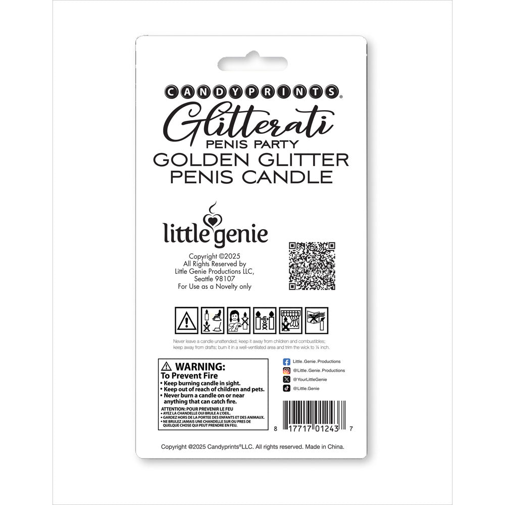 Glitterati Gold Glitter Penis Candle - Gold 10 cm Penis Party Candle-LGCP.1243