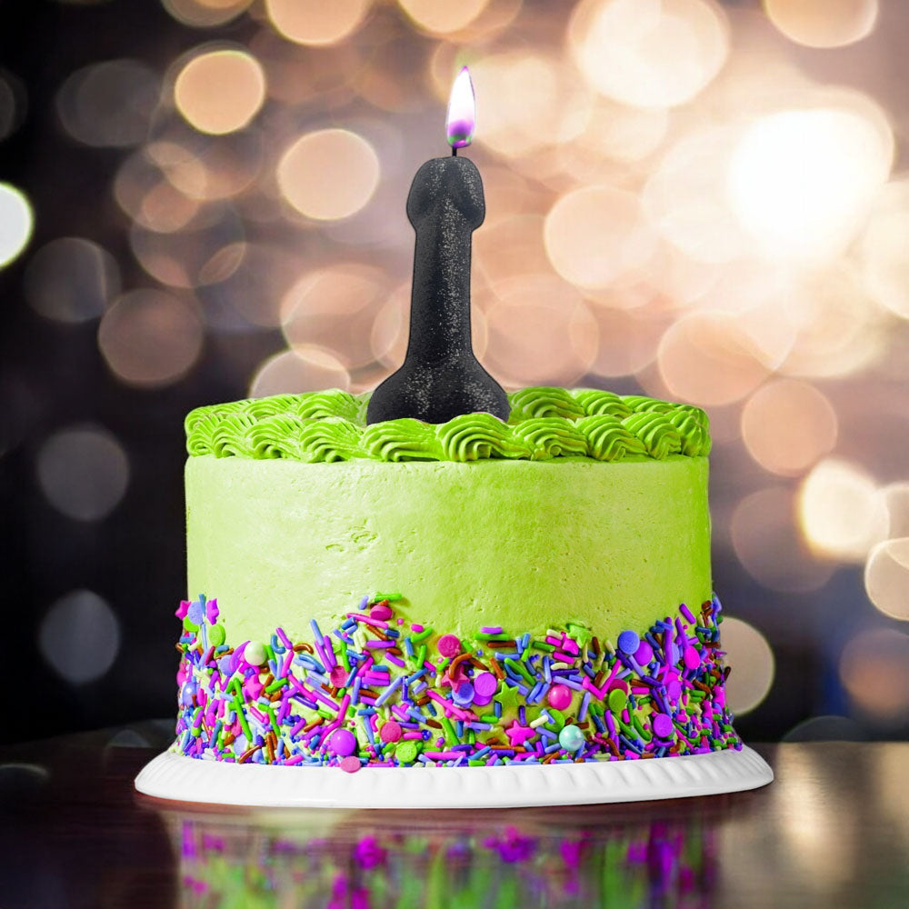 Glitterati Black Glitter Penis Candle - Black 10 cm Penis Party Candle-LGCP.1244
