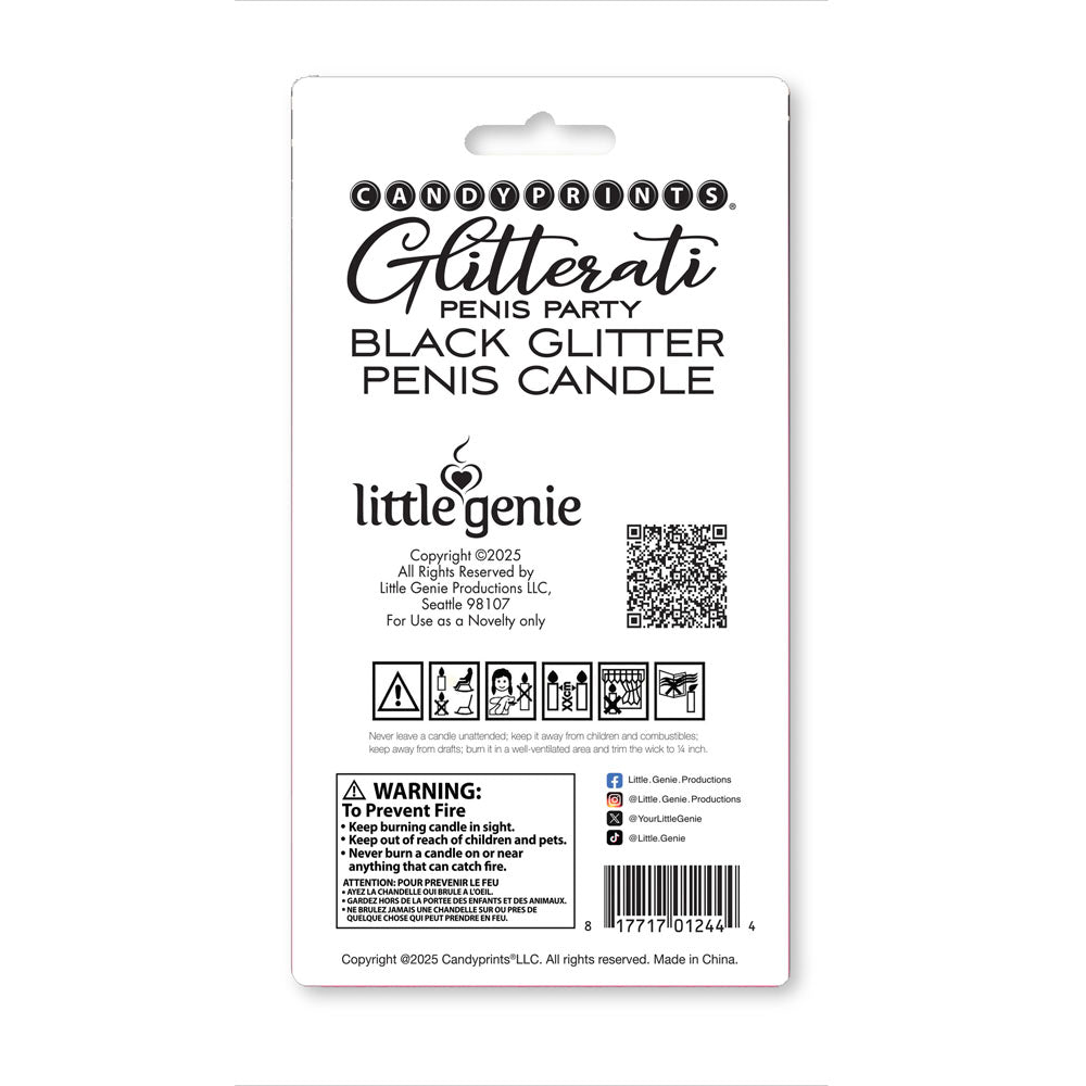 Glitterati Black Glitter Penis Candle - Black 10 cm Penis Party Candle-LGCP.1244