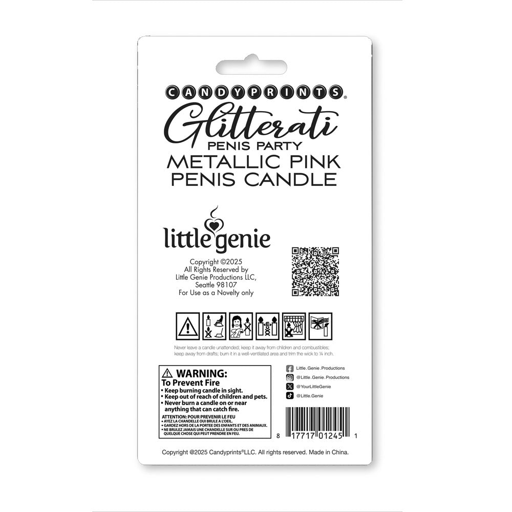 Glitterati Metallic Pink Penis Candle - Rose Gold 10 cm Penis Party Candle-LGCP.1245