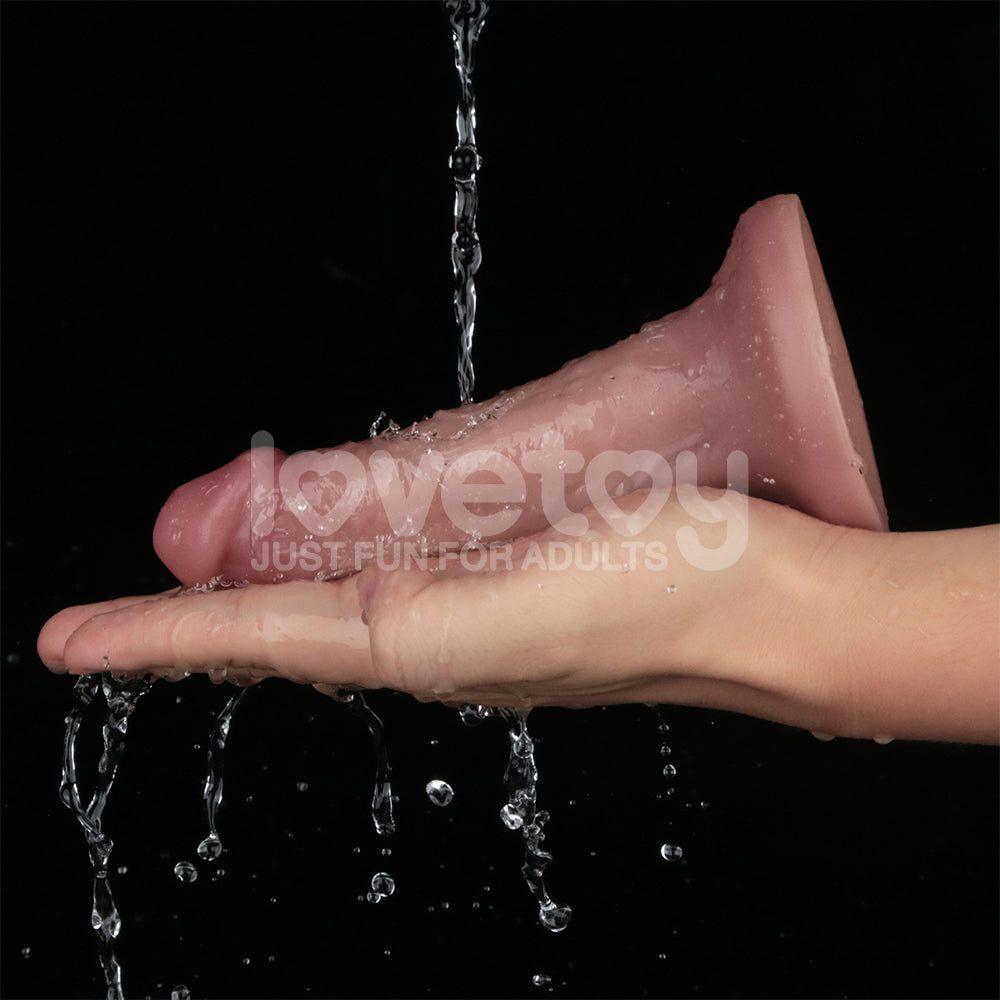 Dual Density Power Cock - 6 Inch Flesh - Flesh 16 cm USB Rechargeable Vibrating Dong - LV110201