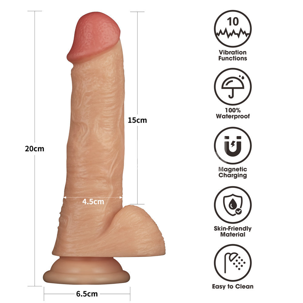 8 Inch Power Basics - Flesh 20 cm USB Rechargeable Vibrating Dong - LV111202