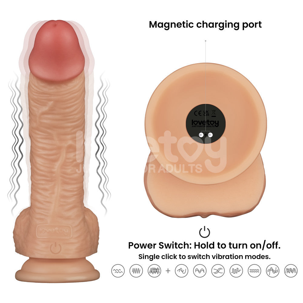 8.5 Inch Power Basics - Flesh 21.6 cm USB Rechargeable Vibrating Dong - LV111203