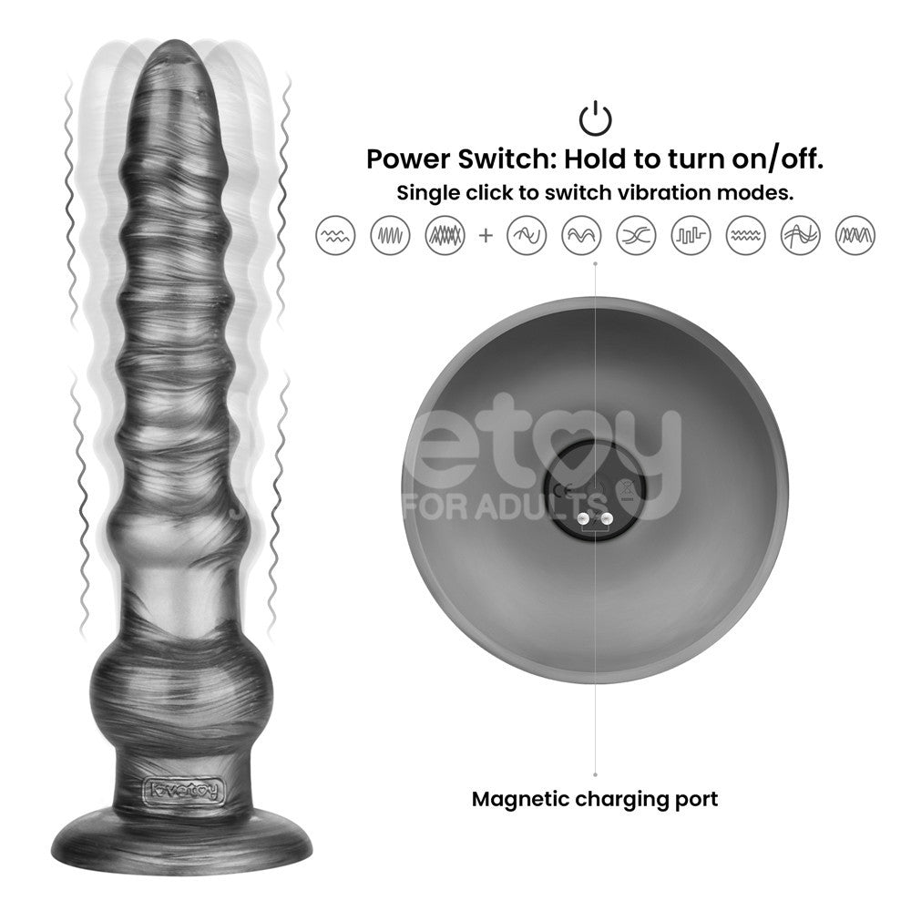 King Sized Vibrating Vibrax Slider - Grey 32.3 cm (12.5) USB Rechargeable Vibrating Dildo - LV121202