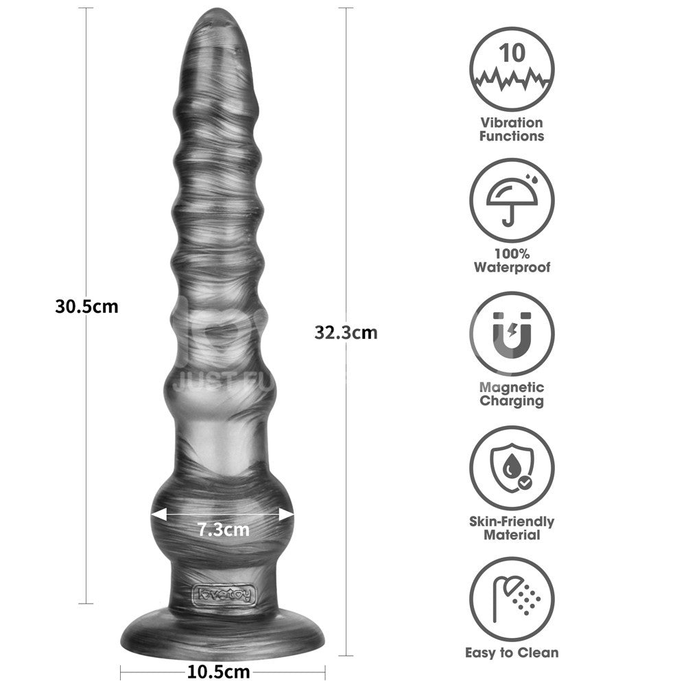 King Sized Vibrating Vibrax Slider - Grey 32.3 cm (12.5) USB Rechargeable Vibrating Dildo - LV121202