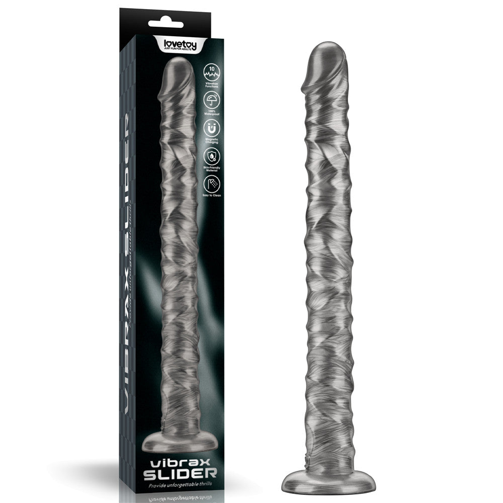 King Sized Vibrating Vibrax Slider - Grey 40.8 cm (16) USB Rechargeable Vibrating Dildo - LV121203