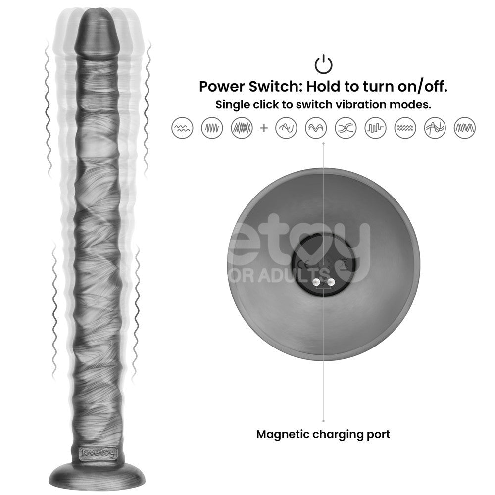 King Sized Vibrating Vibrax Slider - Grey 40.8 cm (16) USB Rechargeable Vibrating Dildo - LV121203
