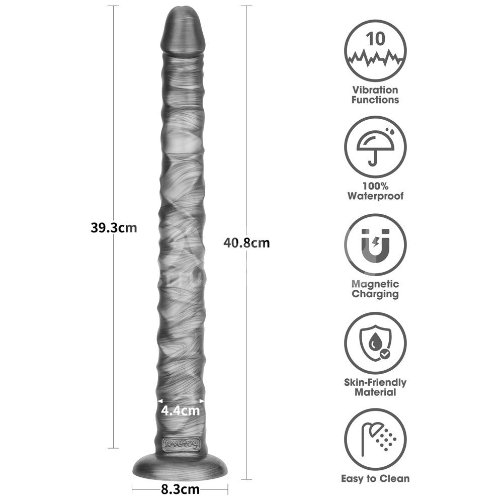 King Sized Vibrating Vibrax Slider - Grey 40.8 cm (16) USB Rechargeable Vibrating Dildo - LV121203
