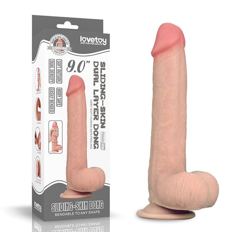 Sliding Skin Dual Layer Dong - Flesh 23 cm (9) Dong with Flexible Skin - LV317003