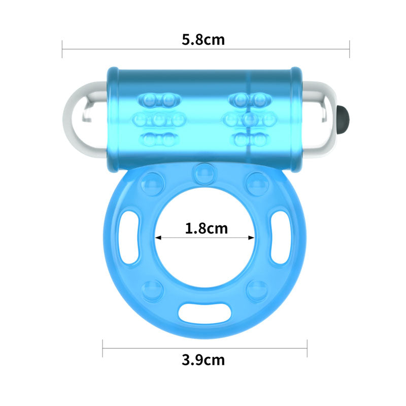 Lumino Play Vibrating Penis Ring - Glow in the Dark Blue Vibrating Cock Ring-LV343215