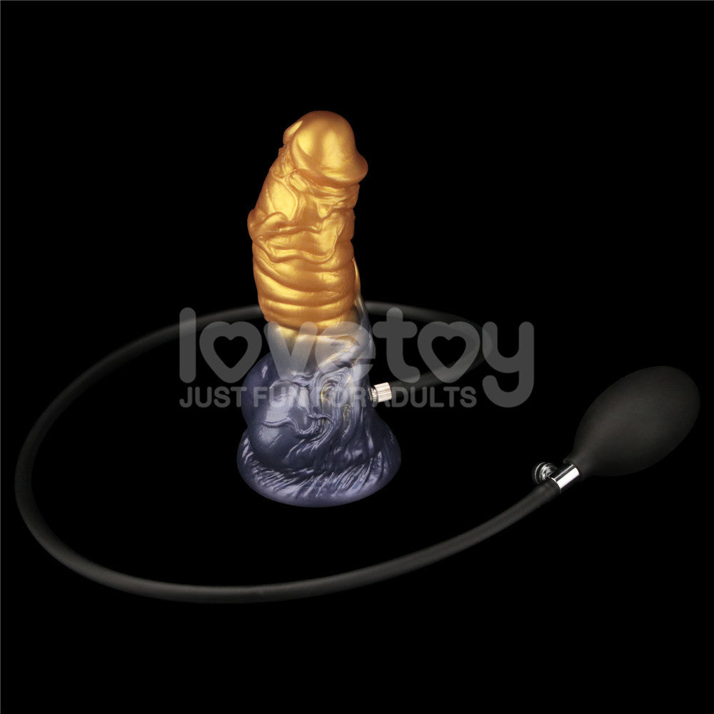 Aerosx 7.5 Inch Dual Density Inflatable Dildo - Gold/Blue 24 cm Inflatable Fantasy Dildo - LV416001