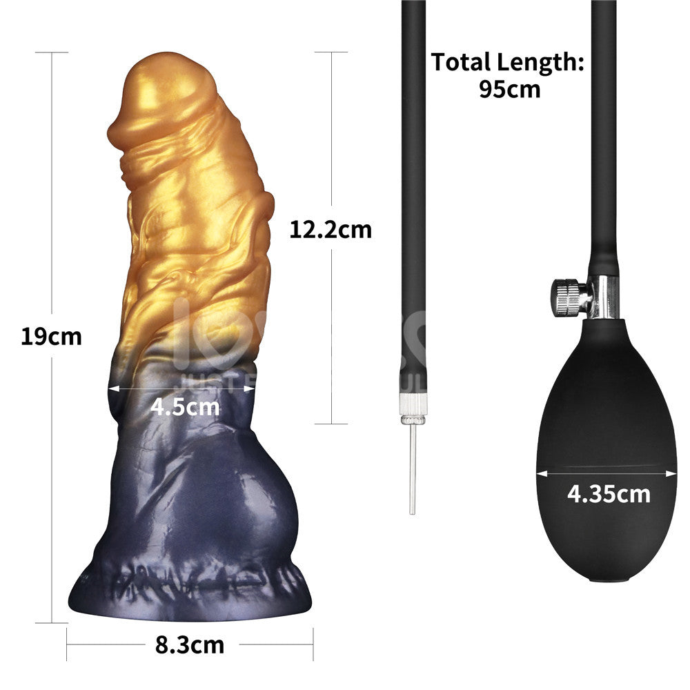 Aerosx 7.5 Inch Dual Density Inflatable Dildo - Gold/Blue 24 cm Inflatable Fantasy Dildo - LV416001