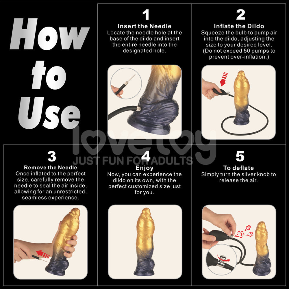 Aerosx 10 Inch Dual Density Inflatable Dildo - Gold/Blue 33 cm Inflatable Fantasy Dildo - LV416003