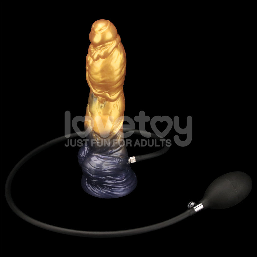 Aerosx 10 Inch Dual Density Inflatable Dildo - Gold/Blue 33 cm Inflatable Fantasy Dildo - LV416003