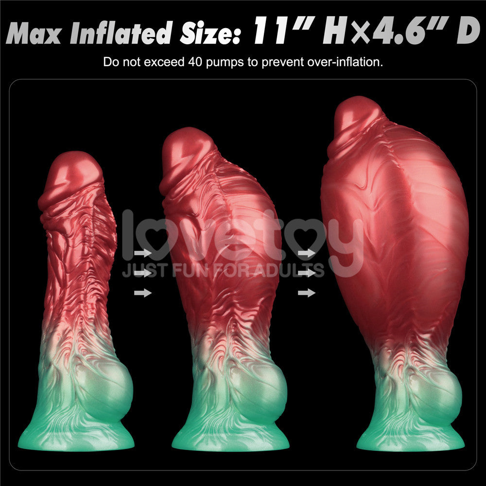 Aerosx 8 Inch Dual Density Inflatable Dildo - Red/Green 28 cm Inflatable Fantasy Dildo - LV416012
