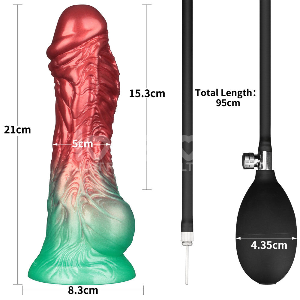 Aerosx 8 Inch Dual Density Inflatable Dildo - Red/Green 28 cm Inflatable Fantasy Dildo - LV416012