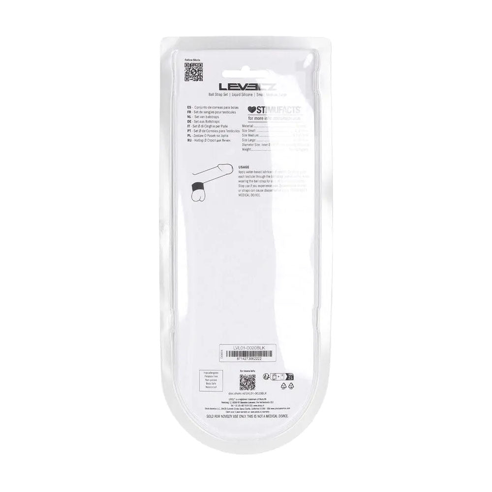 LEVELZ Liquid Silicone Ball Strap Set of 3 - Black - Black Ball Stretchers - Set of 3 Sizes-LVL01-0020BLK