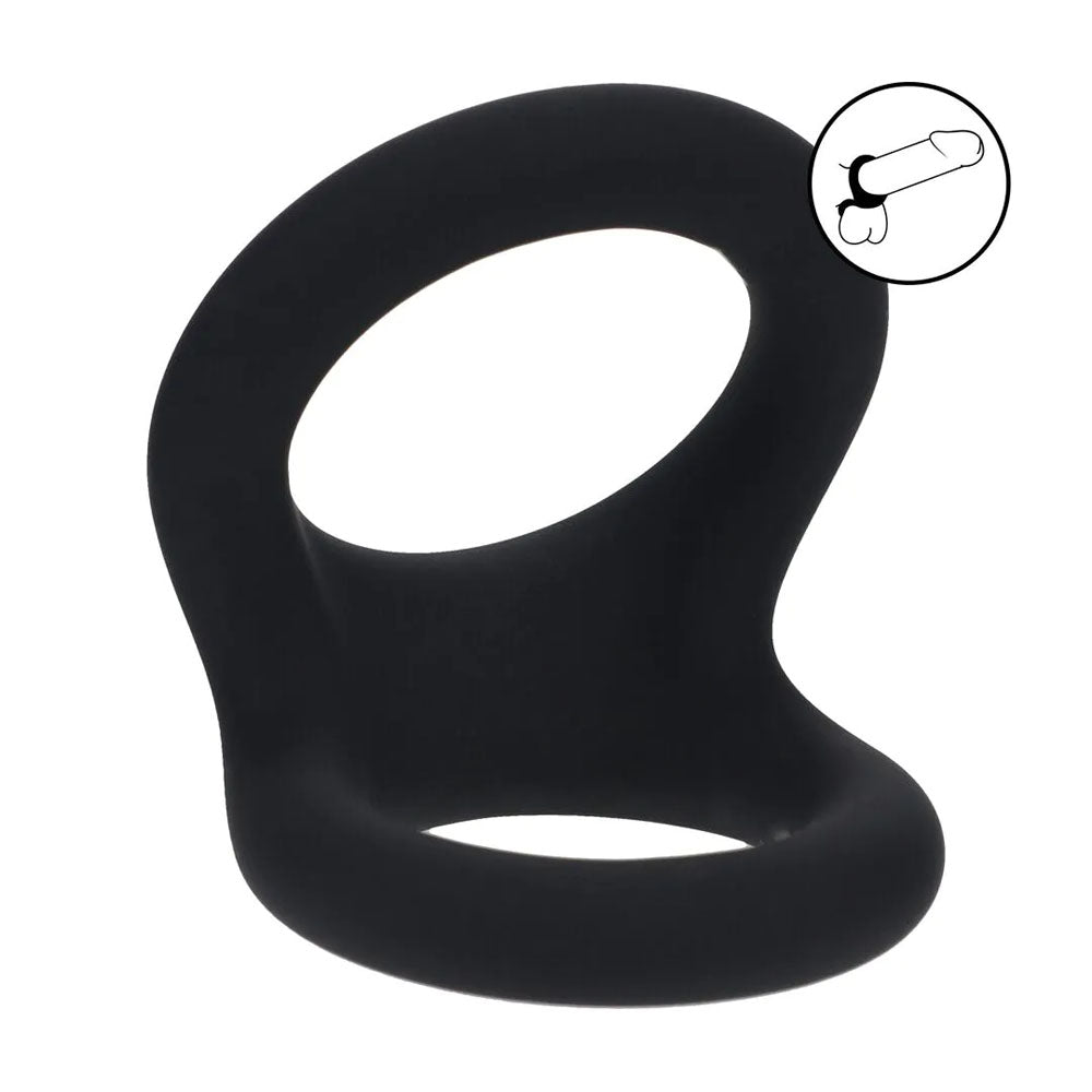 LEVELZ Double O Silicone Cock Ring - M - Black - Black Cock & Balls Rings-LVL01-0026BLK