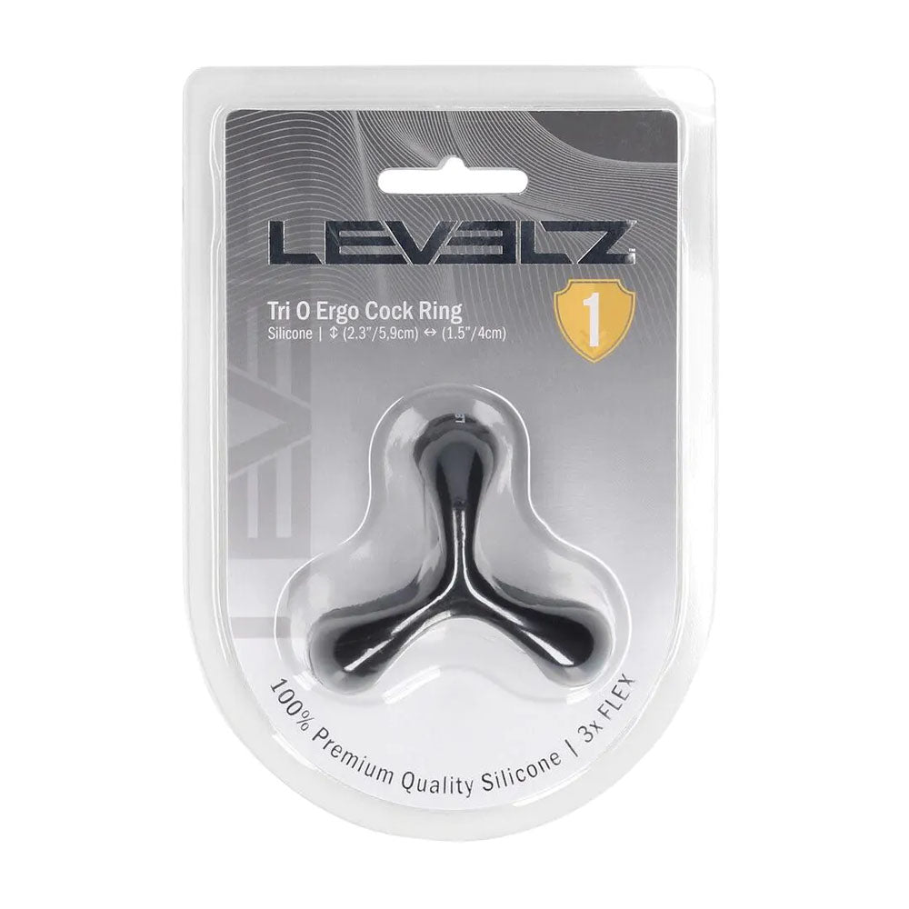 LEVELZ Tri O Ergo Silicone Cock Ring - Black - Black Cock & Balls Rings-LVL01-0033BLK