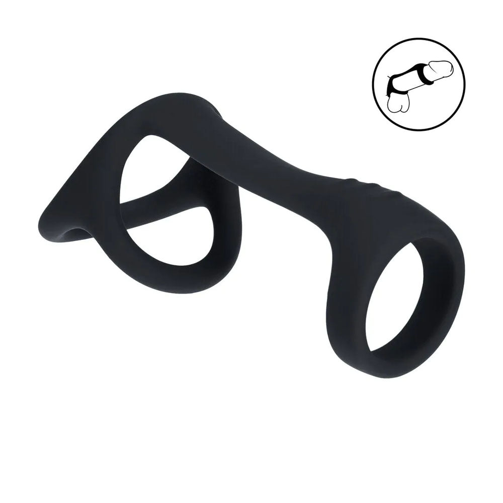 LEVELZ Tri O Silicone Shaft Cock & Ball Ring - Black Cock & Balls Ring - LVL01-0042BLK