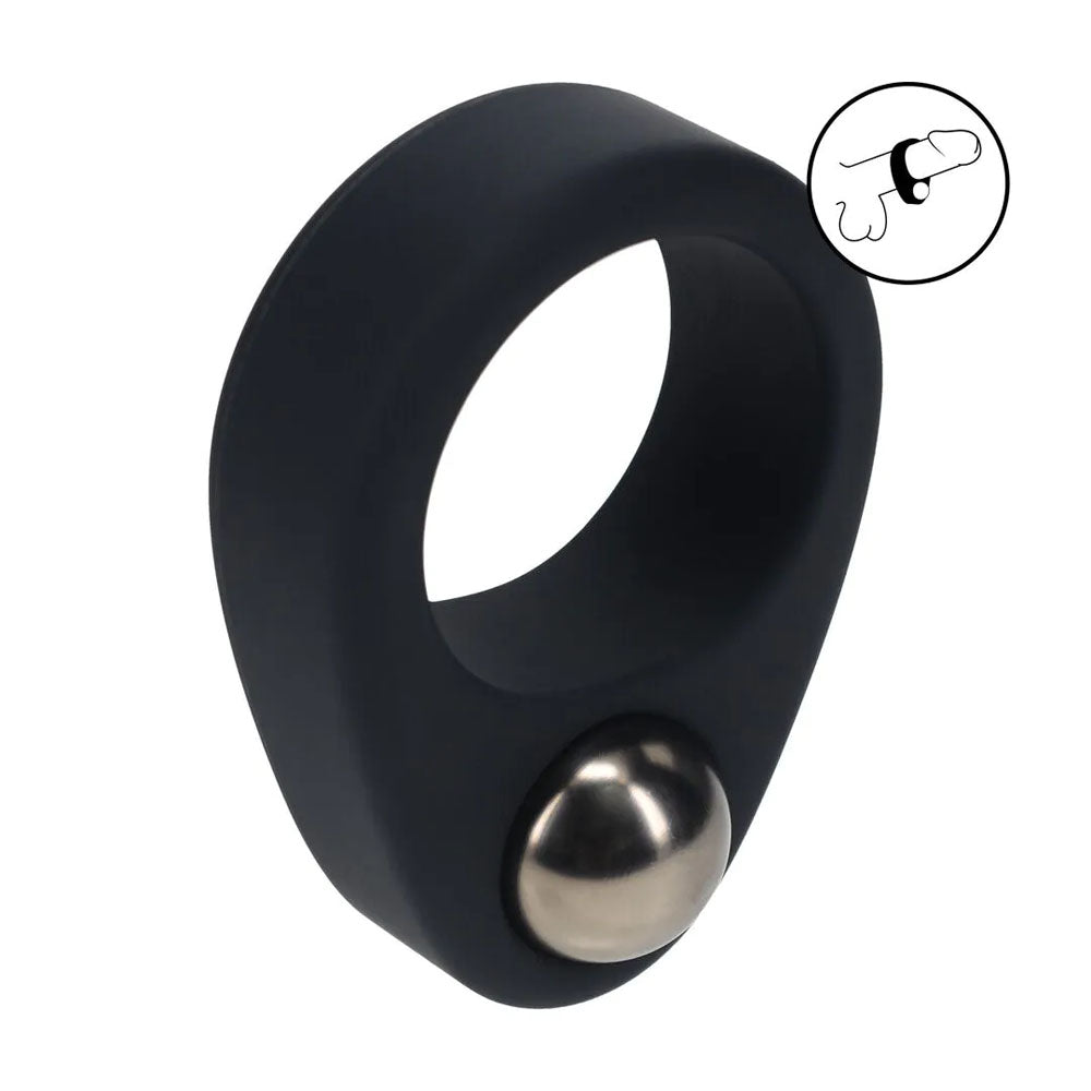 LEVELZ Single Weighted Ball Cock Ring - Black - Black Weighted Cock Ring-LVL01-0050BLK